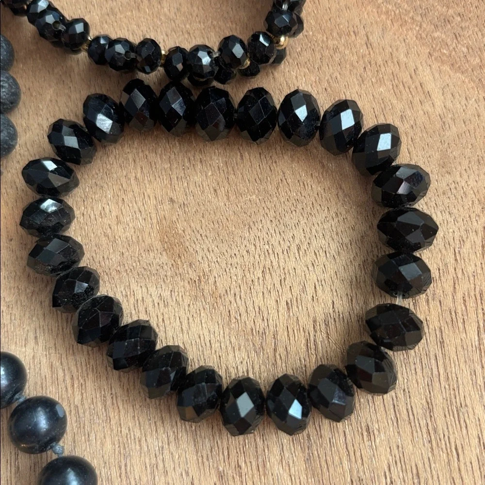 Set of Black Beaded Bracelets - Picture 3 of 7